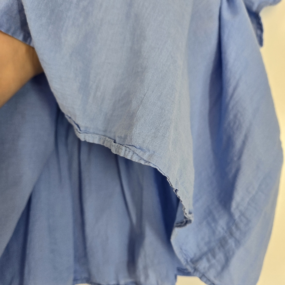 Pilcro Anthropologie Womens‎ Flutter Sleeve Babydoll Top in Blue Sz Small Cotton - Picture 6 of 10